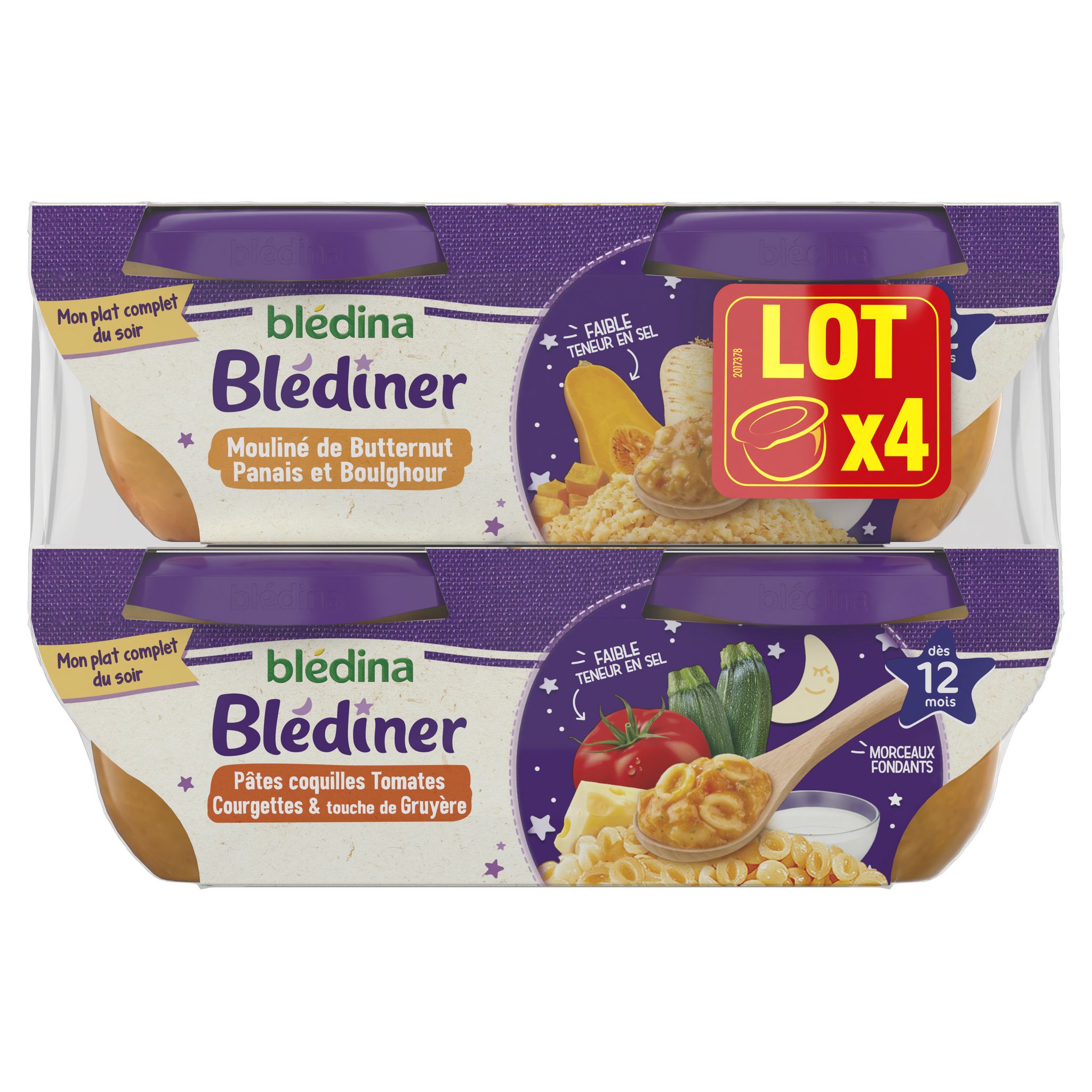 Blédina - 12 Bols Pâtes Tomates Courgettes Gruyère 6x(2x200g