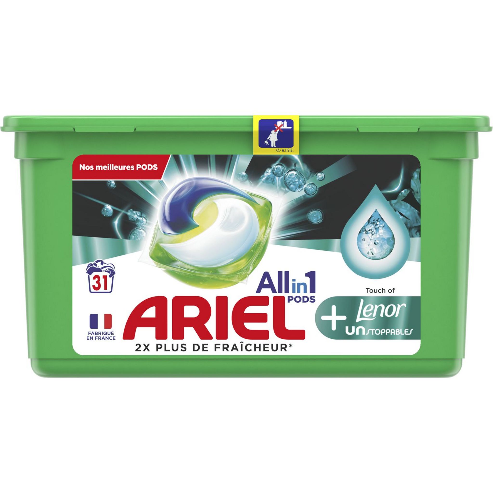 ARIEL Pods lessive capsules + touche de lenor unstoppables 20 capsules pas  cher 