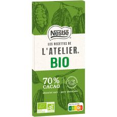 NESTLE Les recettes de l'atelier bio tablette de chocolat noir dégustation 80g
