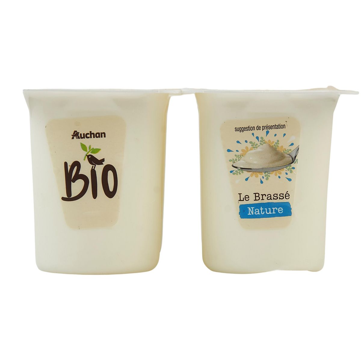 AUCHAN BIO Yaourt nature au lait entier sucré 4x125g pas cher 