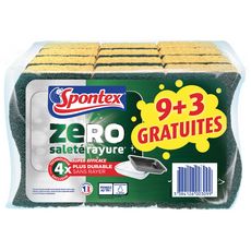 SPONTEX Gratte-éponge combinées zéro surfaces encrassées 9 éponges + 3 offertes