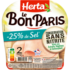 HERTA Le Bon Paris jambon supérieur -25% de sel sans nitrite 2 tranches 70g