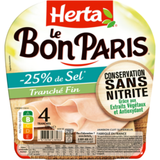 HERTA Le Bon Paris jambon sans nitrite -25% de sel 4 tranches 120g