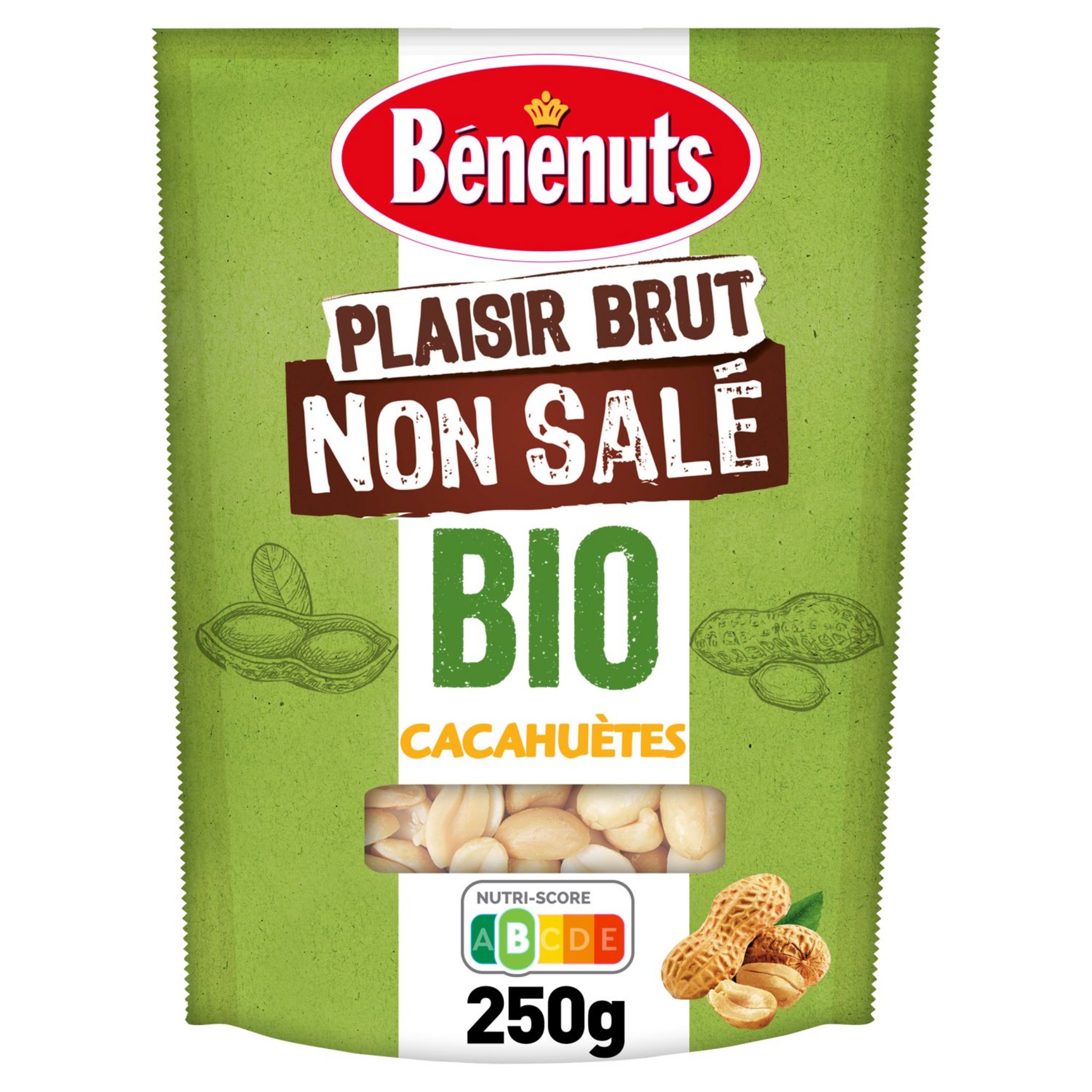 Bénénuts Cacahuètes Grillées Non Salées, 200g