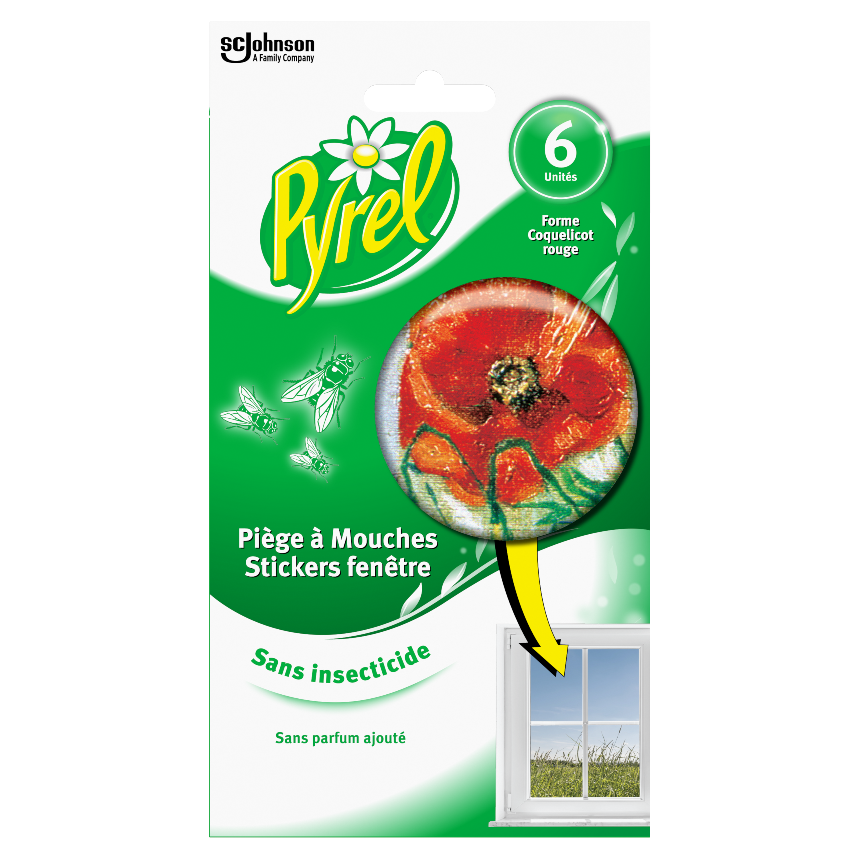 PYREL Piège à mouches en stickers fenêtre sans insecticide 6 stickers pas  cher 