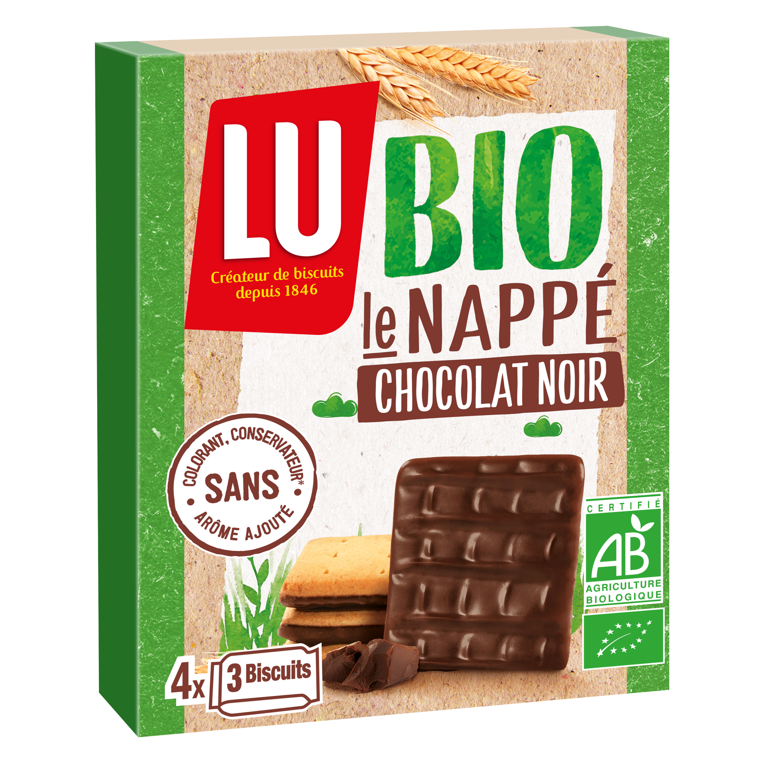 Lot de 4 biscuits nappés de chocolat et graines de chia