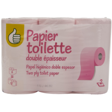 POUCE Papier toilette rose double épaisseur = 12 standards 6 rouleaux
