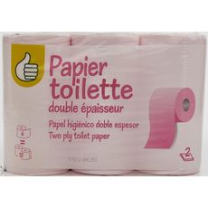POUCE Papier toilette rose double épaisseur = 12 standards 6 rouleaux