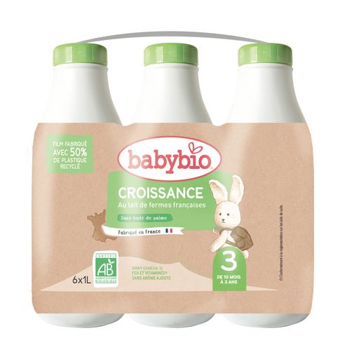 BABYBIO Lait croissance liquide dès 10 mois 6x1l pas cher 