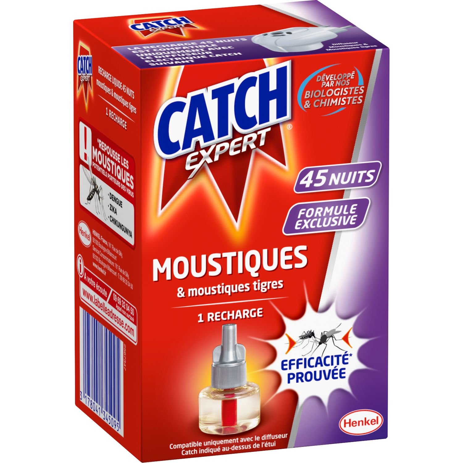 CATCH Recharge diffuseur électrique anti-moustiques & mouches efficace 45  nuits 1 recharge pas cher 