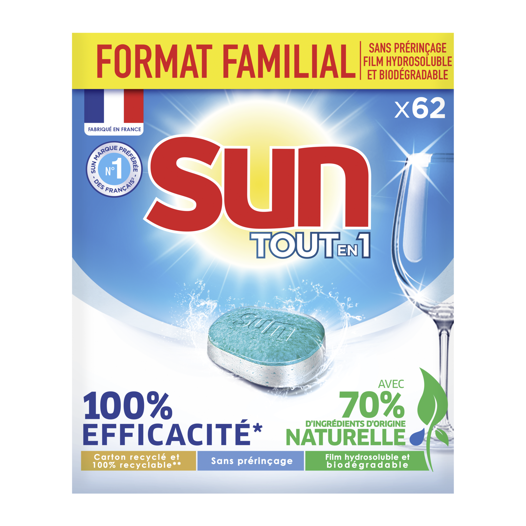 Tablettes lave-vaisselle Sun Tout en 1 (x24) commandez en ligne