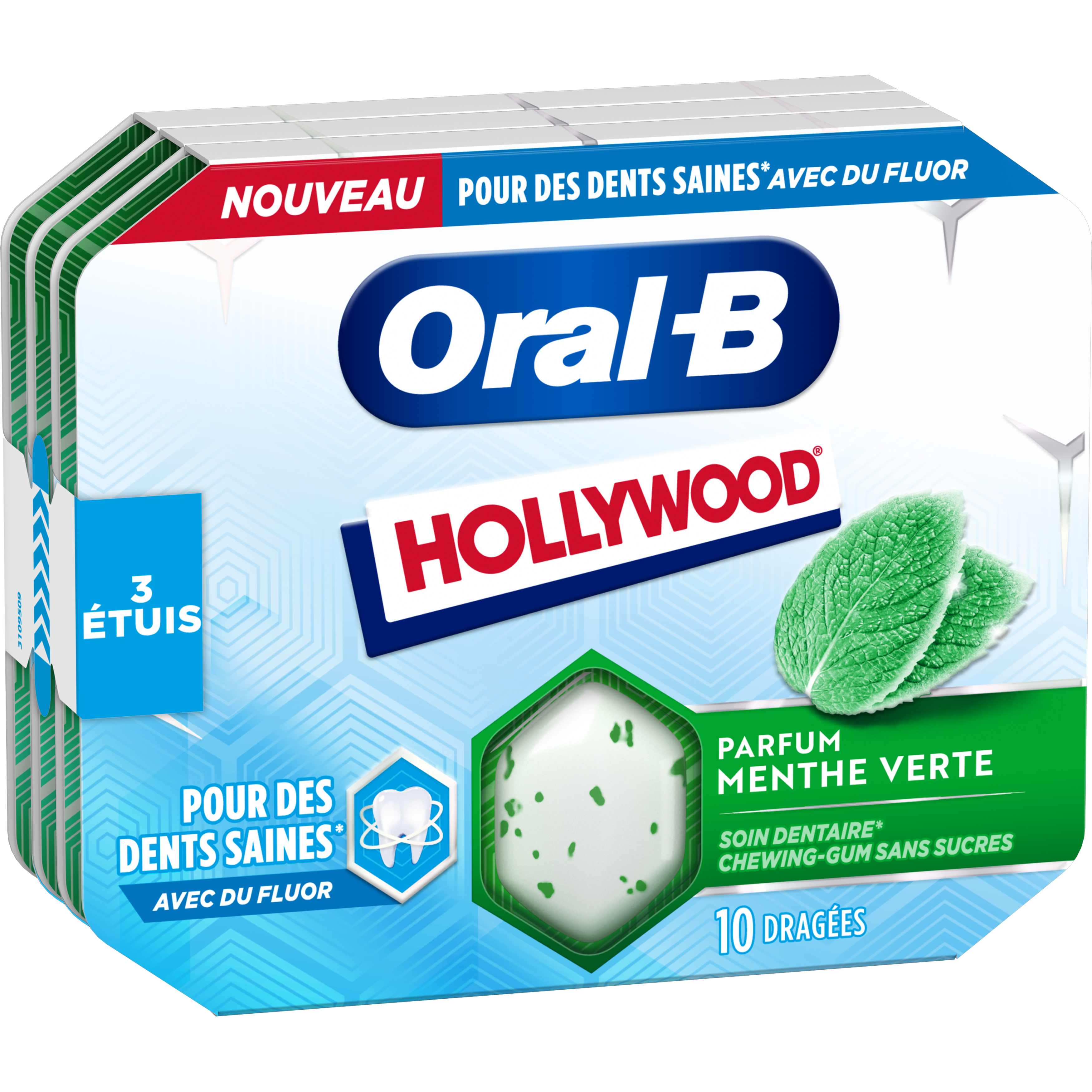 Hollywood chewing gum blancheur menthe polaire sans sucre