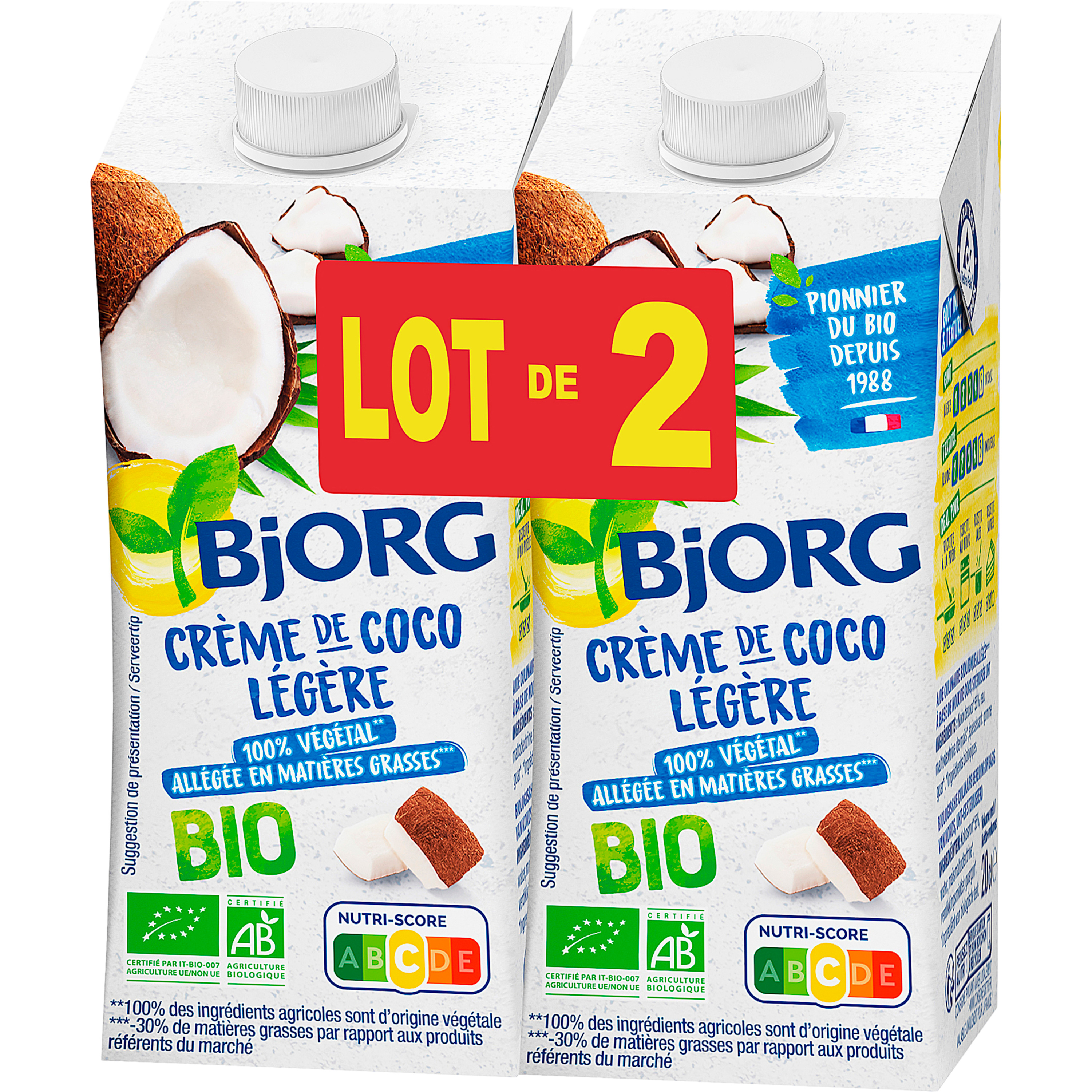 Bjorg Crème de Coco Légère Bio – Allégée en matières grasses – Sans gluten  - 200 ml