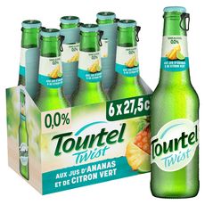 TOURTEL Bière Twist sans alcool 0,0% aromatisée à l'ananas citron vert bouteilles 6x27,5cl