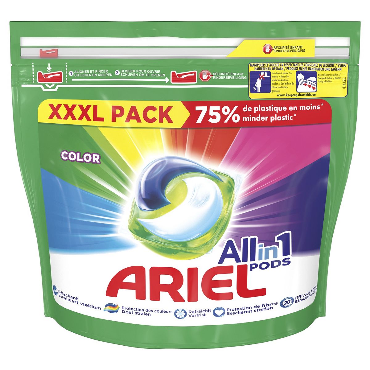 Lessive Capsule Color Clean & Fresh All-in-1 Pods ARIEL : le paquet de 50  capsules à Prix Carrefour