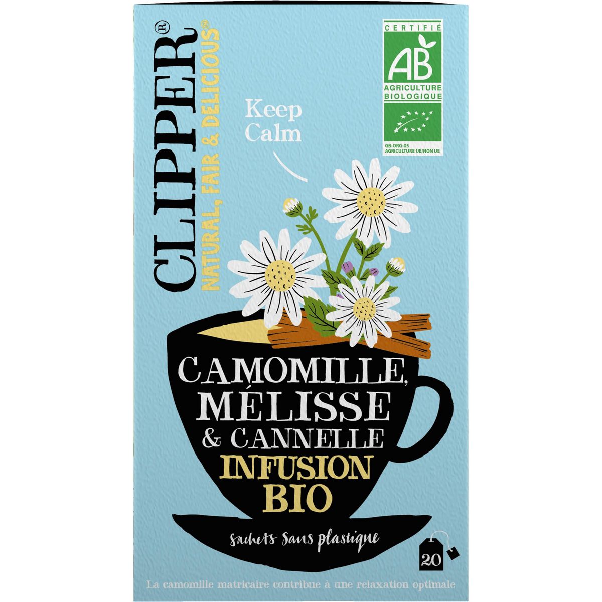 CLIPPER Infusion keep calm camomille honeybush cannelle bio 20 sachets 35g  pas cher 