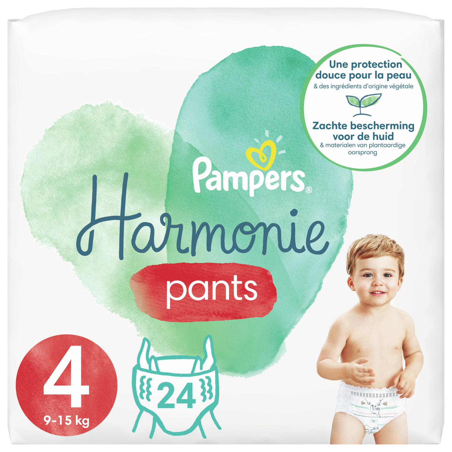 PAMPERS Harmonie pants couches culottes taille 4 (9-15kg) 24 culottes pas  cher 