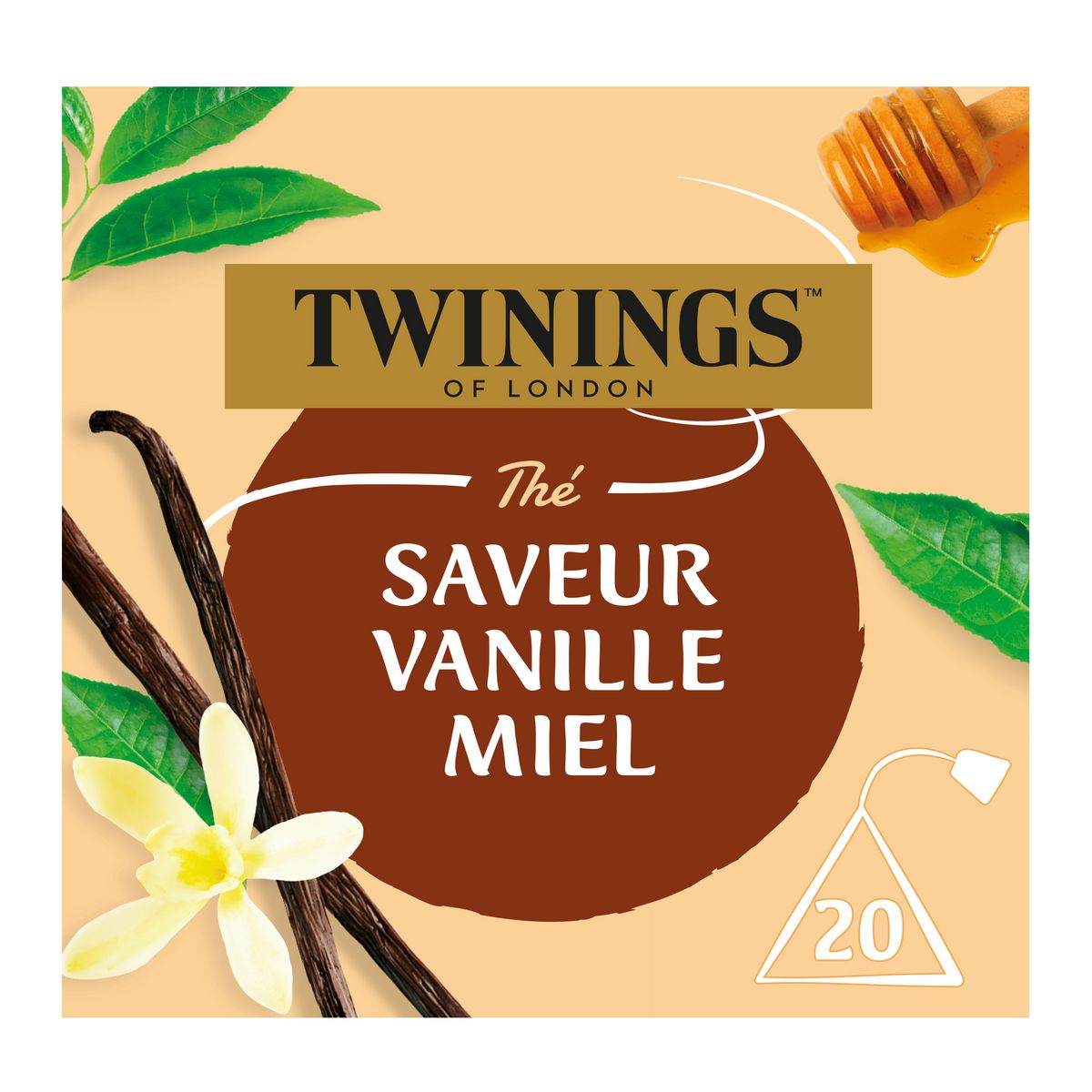 TWININGS Thé saveur vanille miel sachet pyramide 20 sachets 30g pas cher 