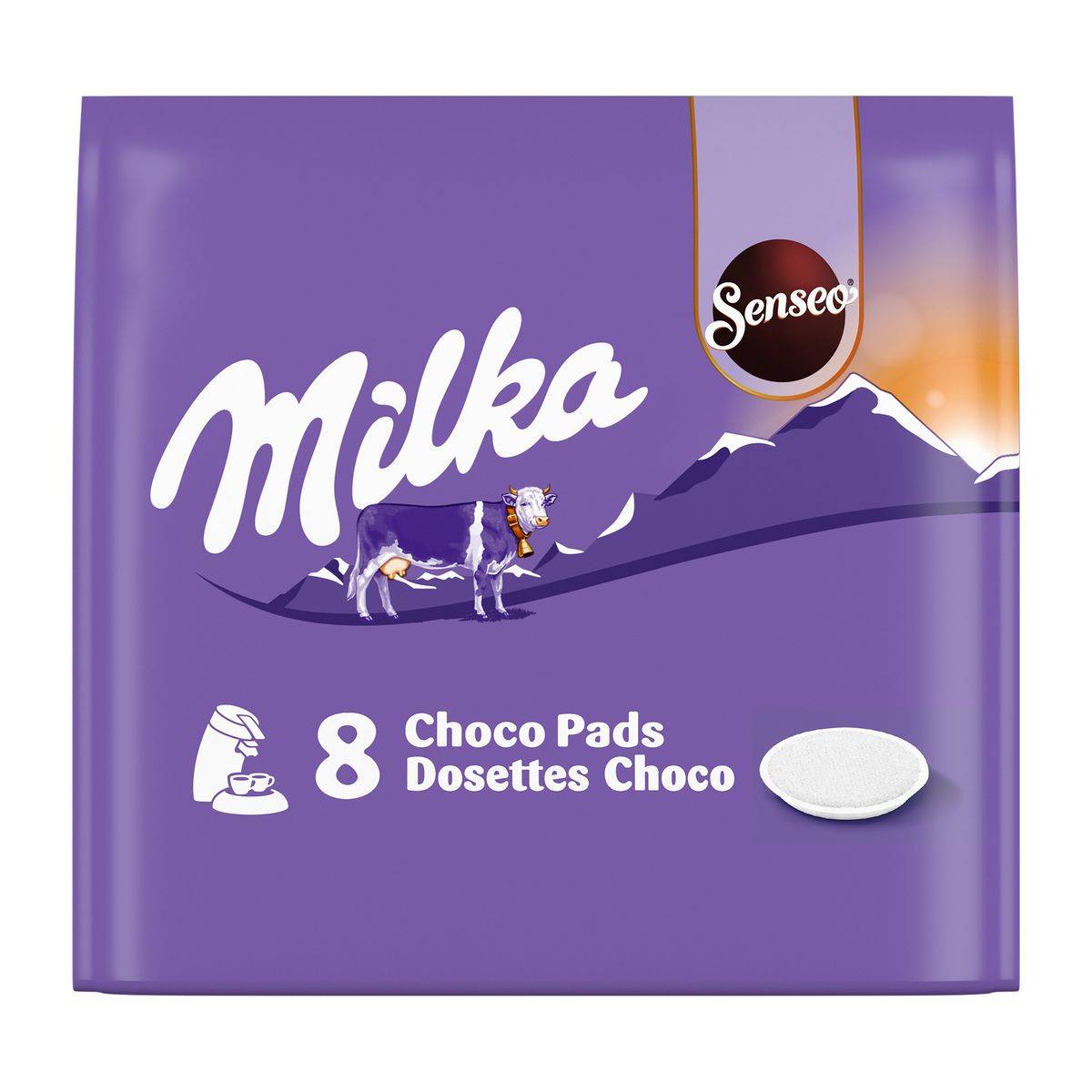 MILKA Dosettes de chocolat compatibles Senseo 8 dosettes 112g
