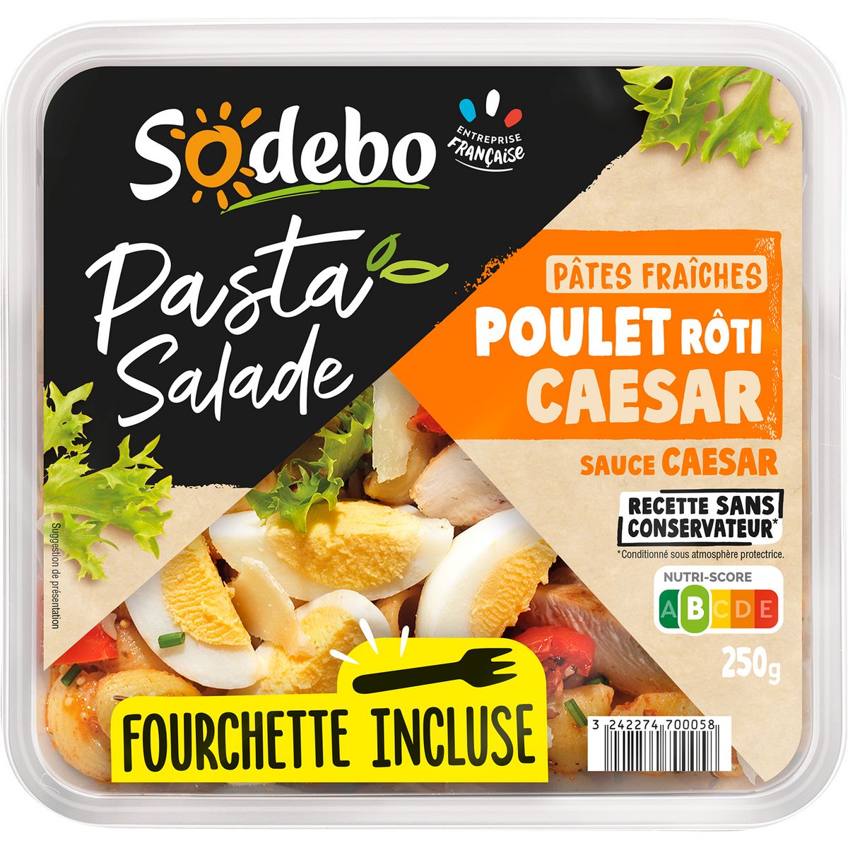 SODEBO Pasta salade poulet caesar 1 portion 250g