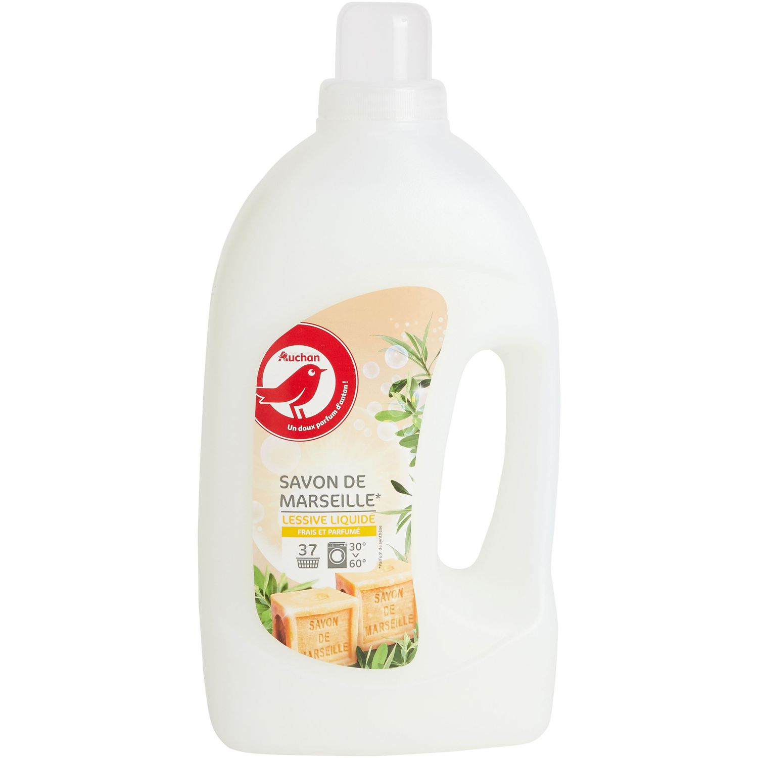 AUCHAN Lessive liquide savon de Marseille 37 lavages 2l pas cher