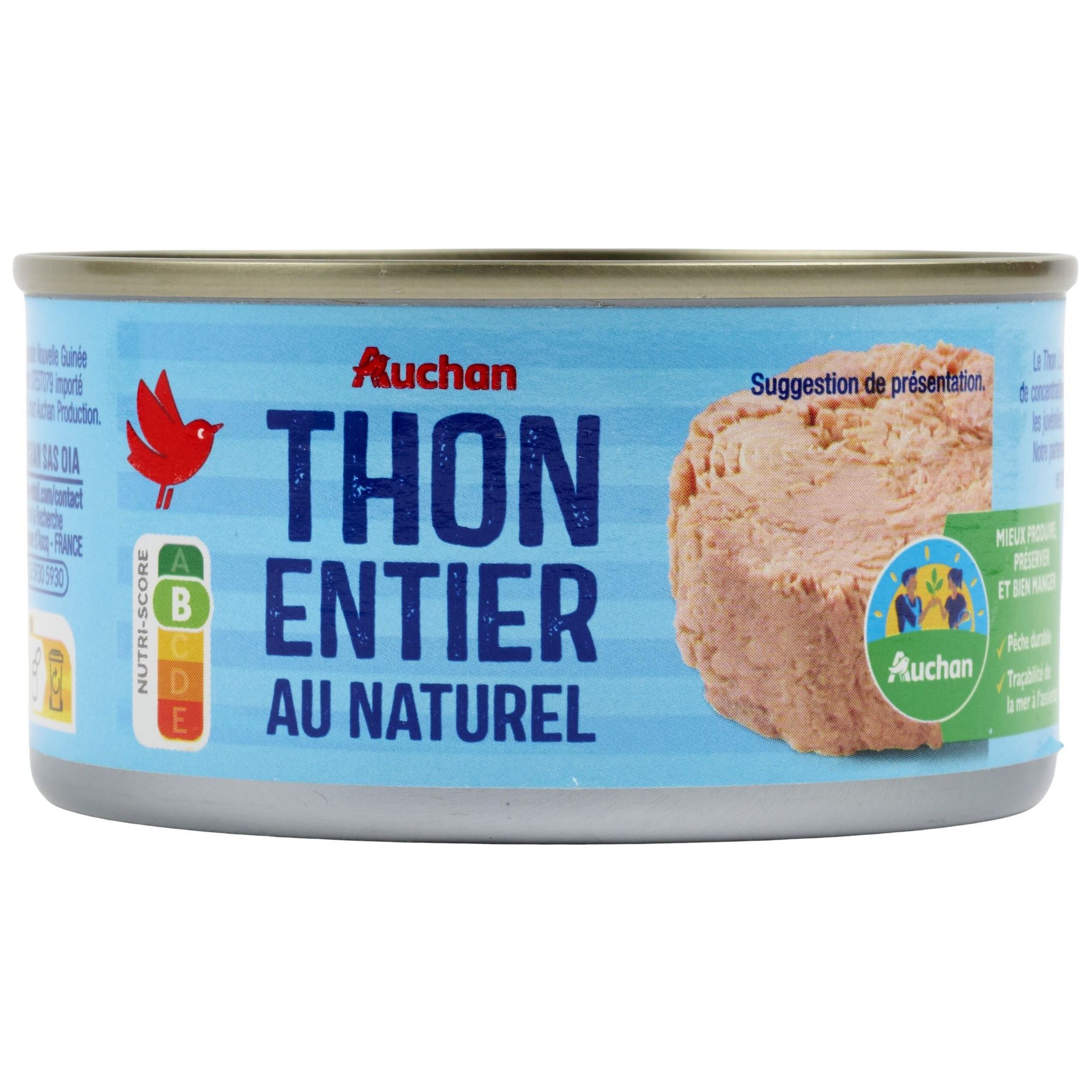 AUCHAN CULTIVONS LE BON thon listao entier au naturel 140g pas