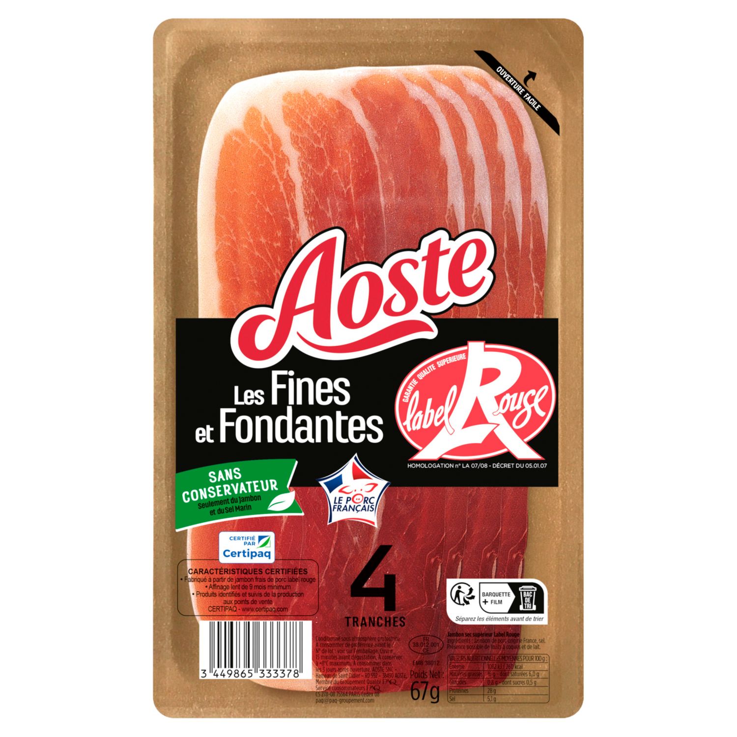 Aoste Food Service - Jambon Sec supérieur Label rouge