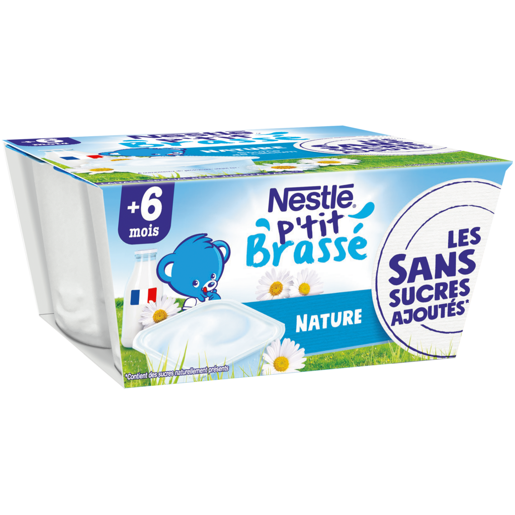 Nestlé Bébé - P'Tit Brassé - Fruits Rouges - Sans Sucres Ajoutés - Laitage  dès 6 Mois - 4X100g : : Epicerie