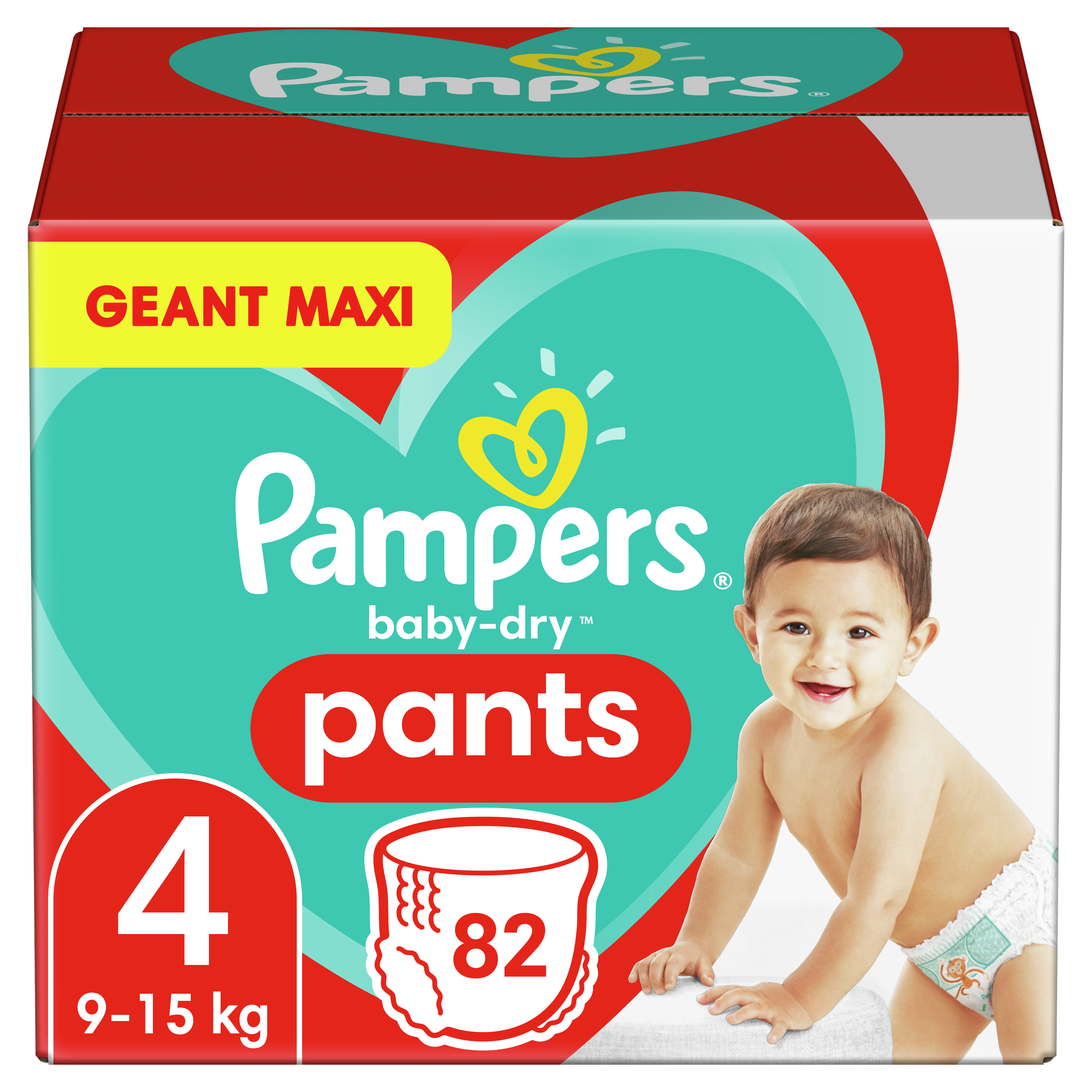 PAMPERS Baby-dry Couches-culottes taille 4 (9-15kg) 82 couches pas cher 