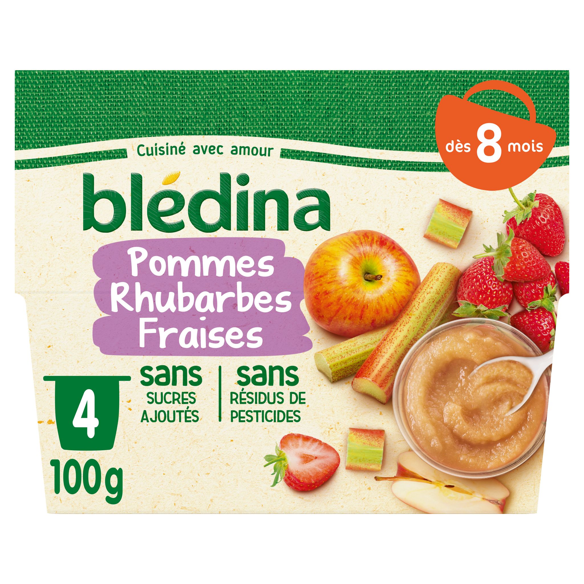 Compote bébé pomme fraise banane dès 6 mois Blédina 4x100g sur