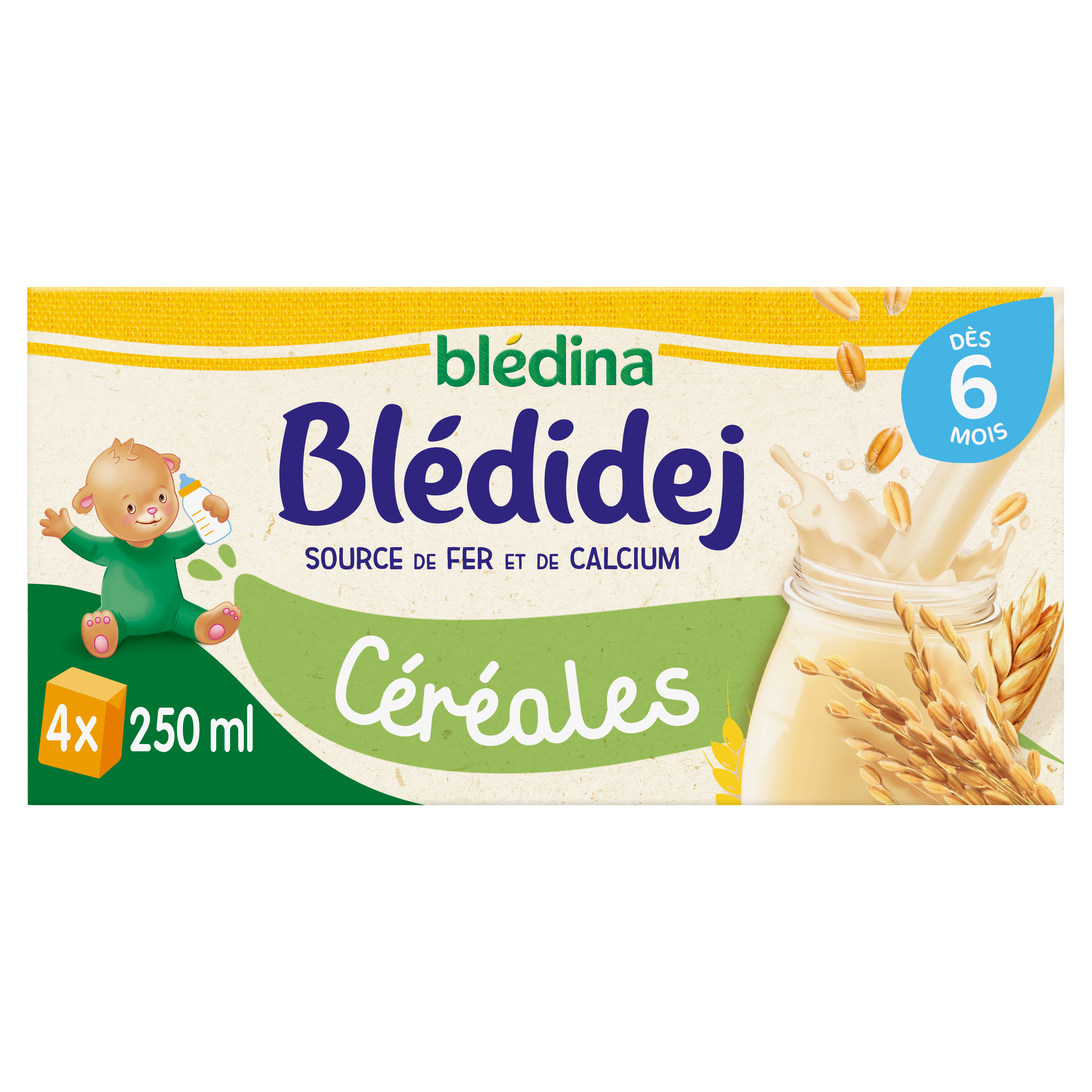 BLEDINA Blédidej Céréales lactées en brique dès 6 mois 4x250ml pas