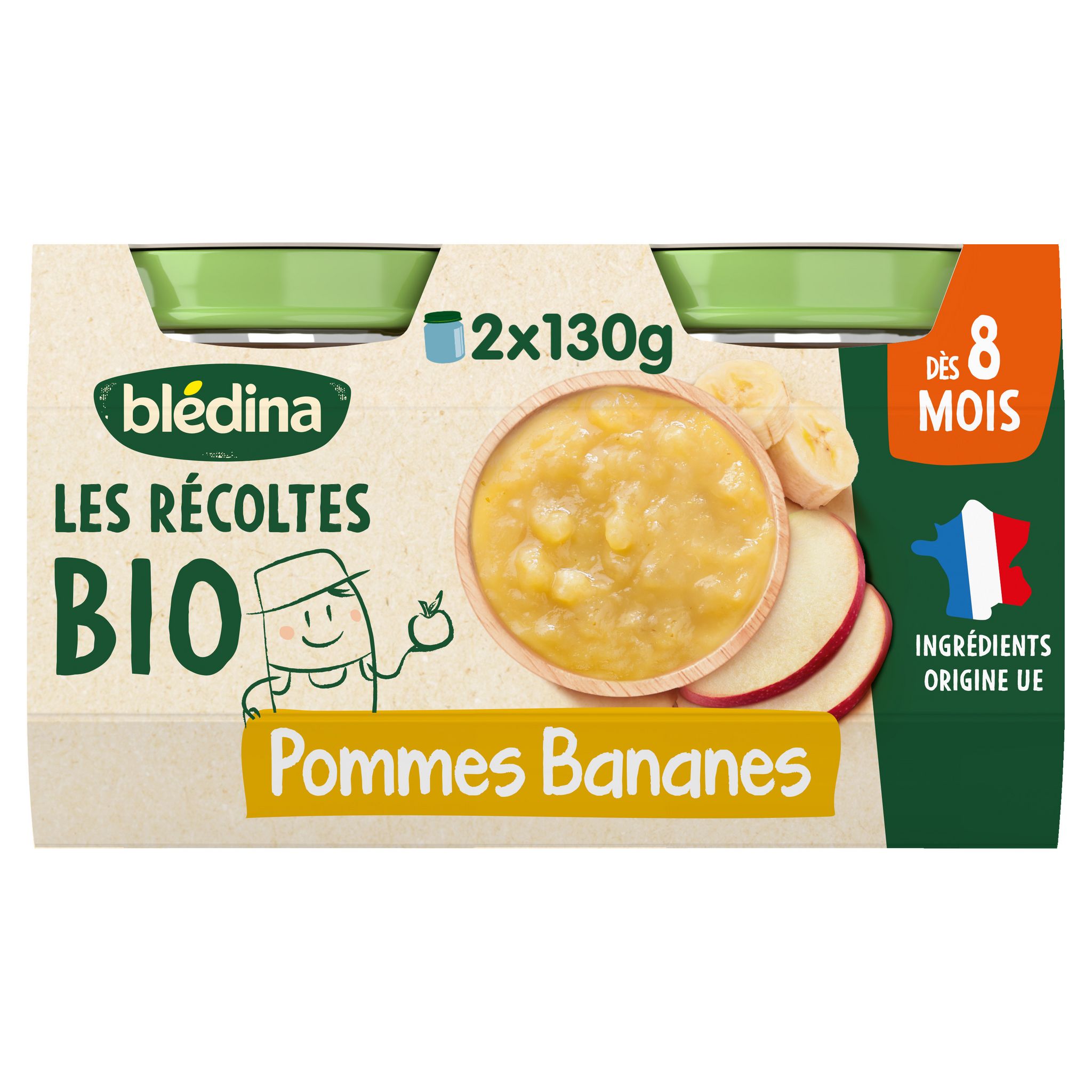 BLEDINA Petit pot dessert pommes pruneaux dès 4/6 mois 4x130g