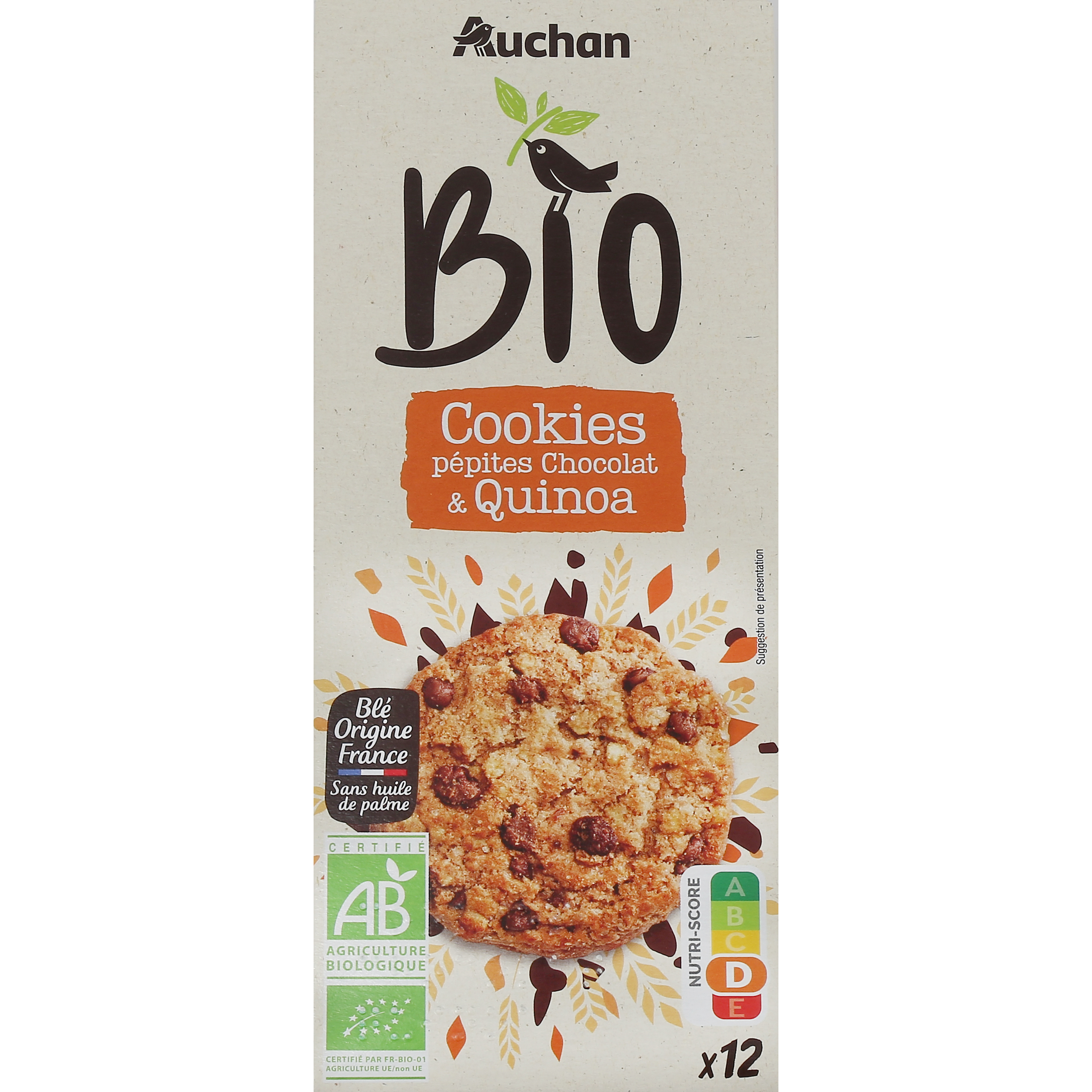 AUCHAN BIO Pépites de chocolat noir 100g pas cher 