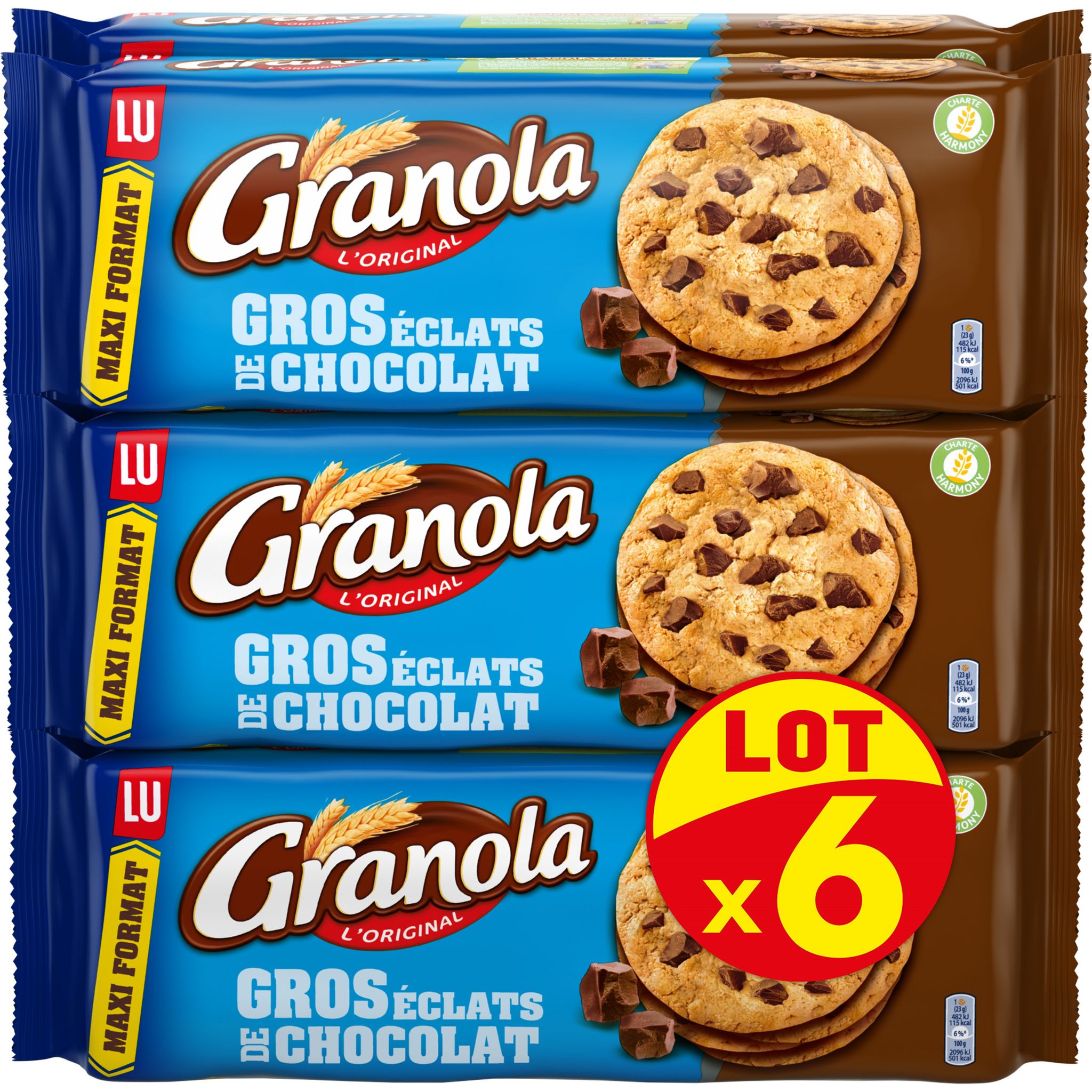 GRANOLA Maxi Cookies aux gros éclats de chocolat au lait 2x276g pas cher 