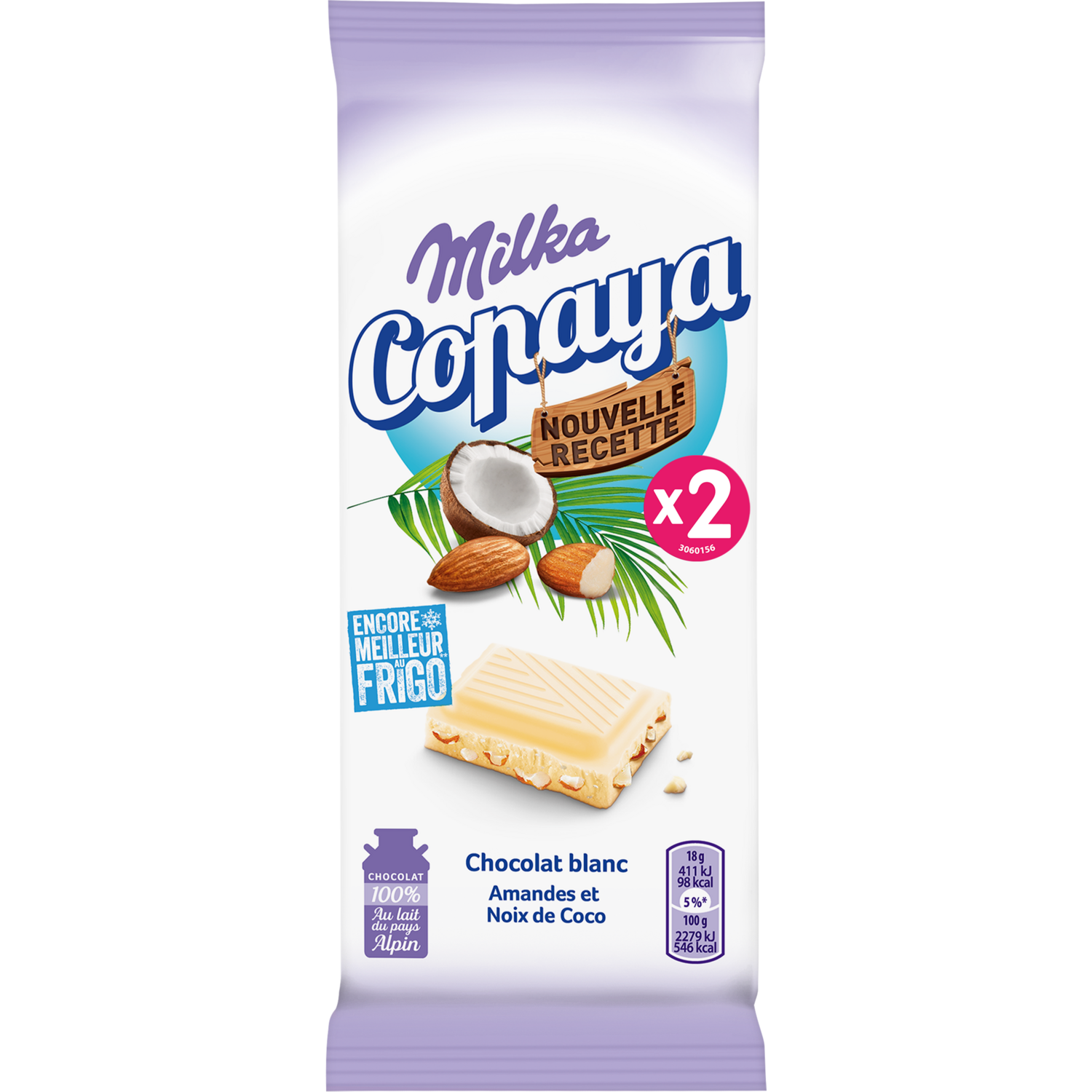 Chocolat blanc à la noix de coco et pétale de maïs, U (200 g)