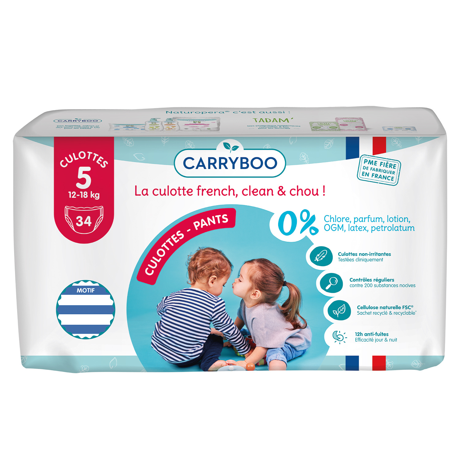 CARRYBOO Couches culottes taille 5 (12-18kg) 12h de protection 34 couches- culottes pas cher 