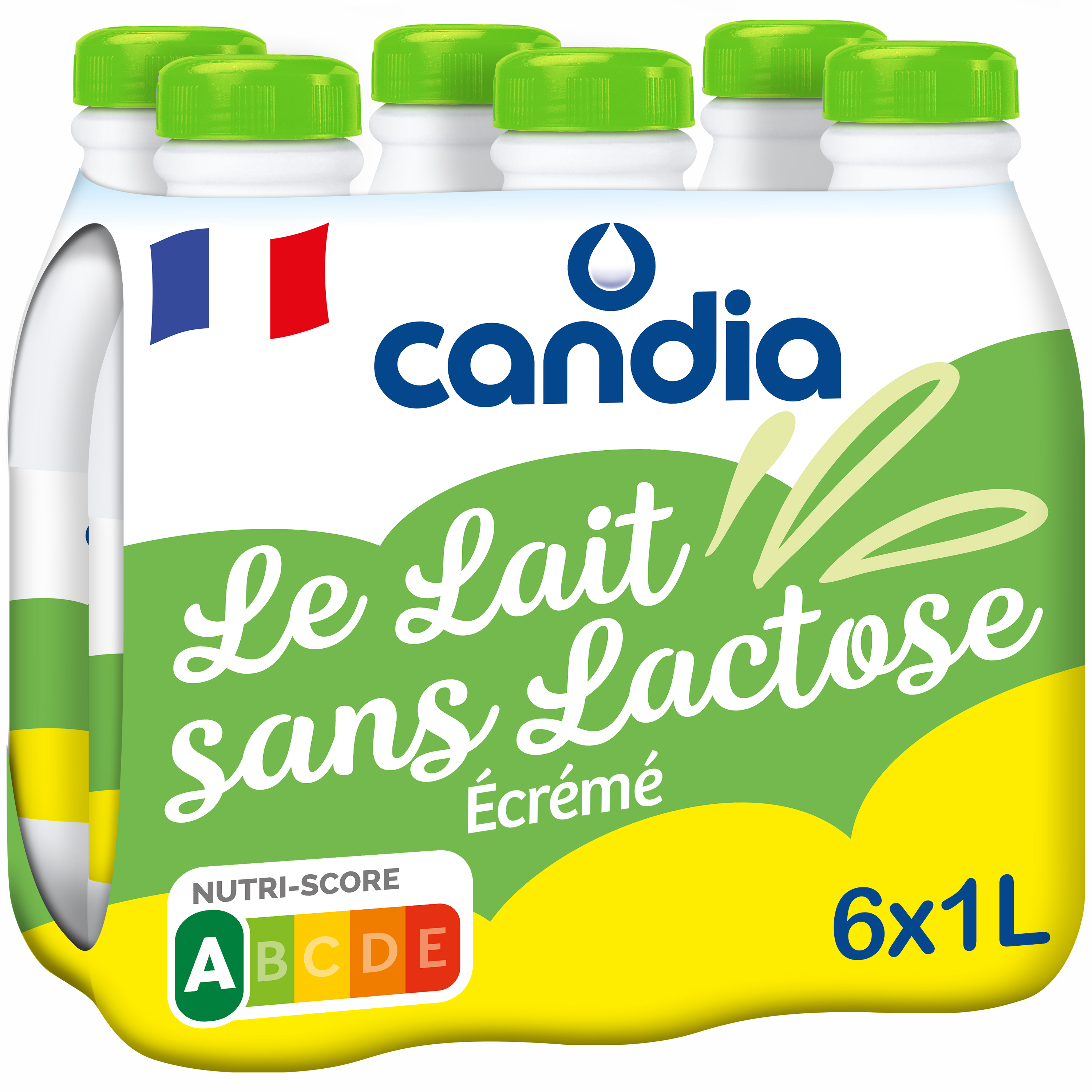 CANDIA Lait écrémé doux et digeste sans lactose 6x1l pas cher 