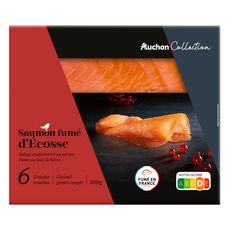 AUCHAN COLLECTION Saumon fumé d'Ecosse sauvage 6 tranches 240g