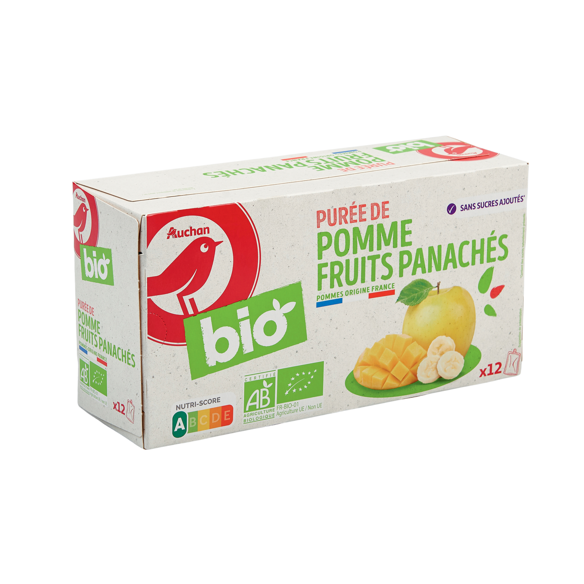 POM'POTES Gourdes Compote pomme pêche brugnon bio 4x90g pas cher