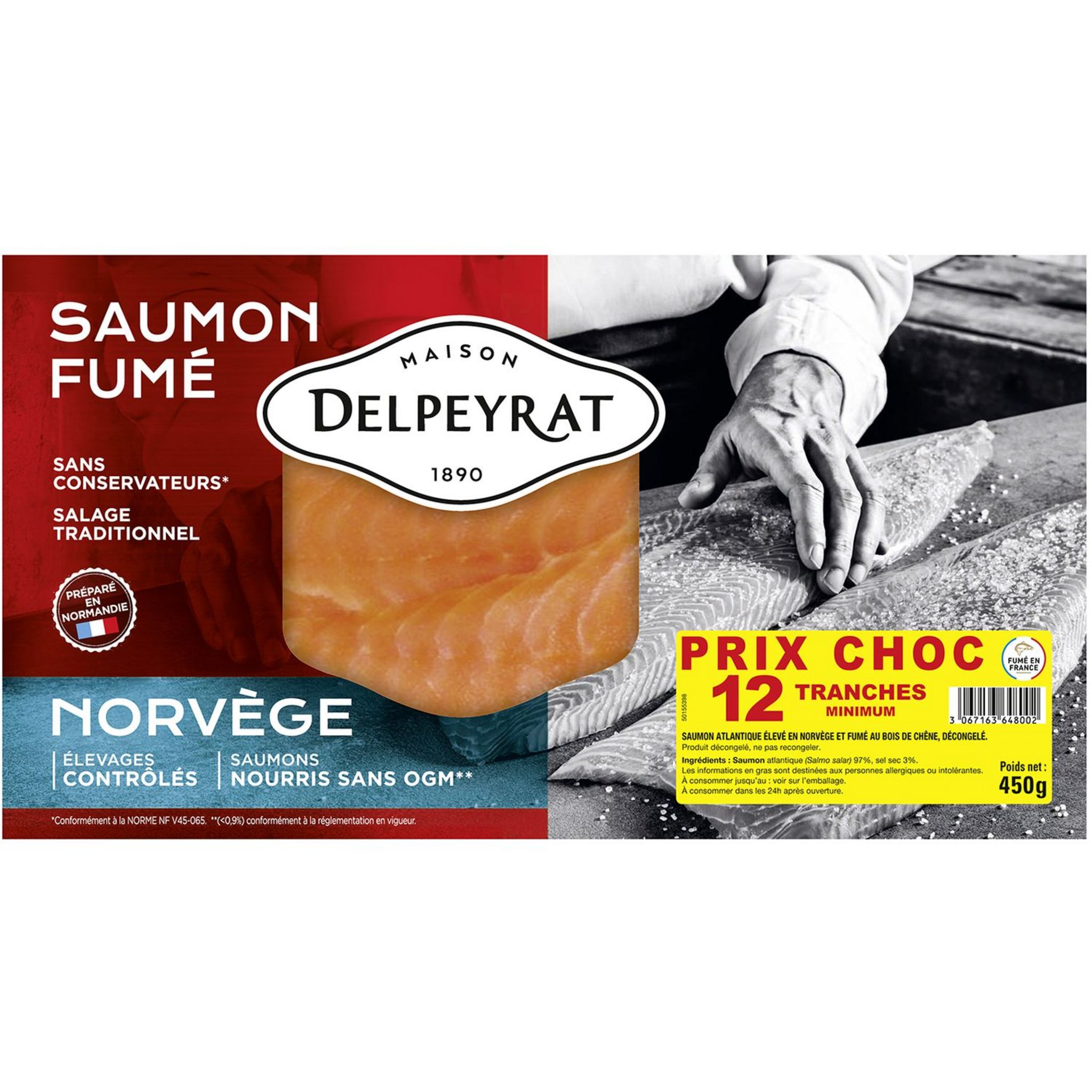 Saumon fumé de Norvège tranché avec intercalaires 900 G - Réseau Krill