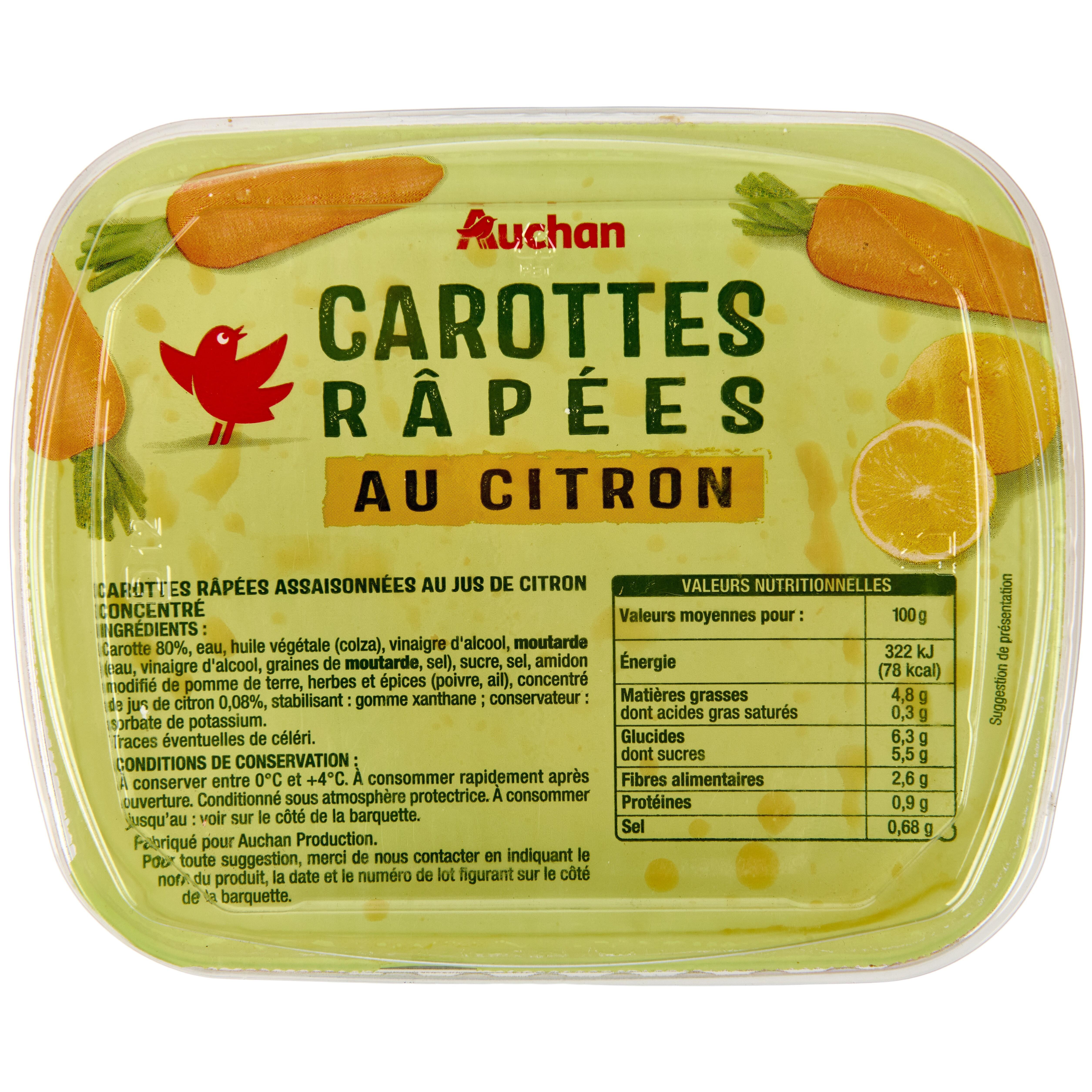 Carottes râpées assaisonnées - Auchan frais