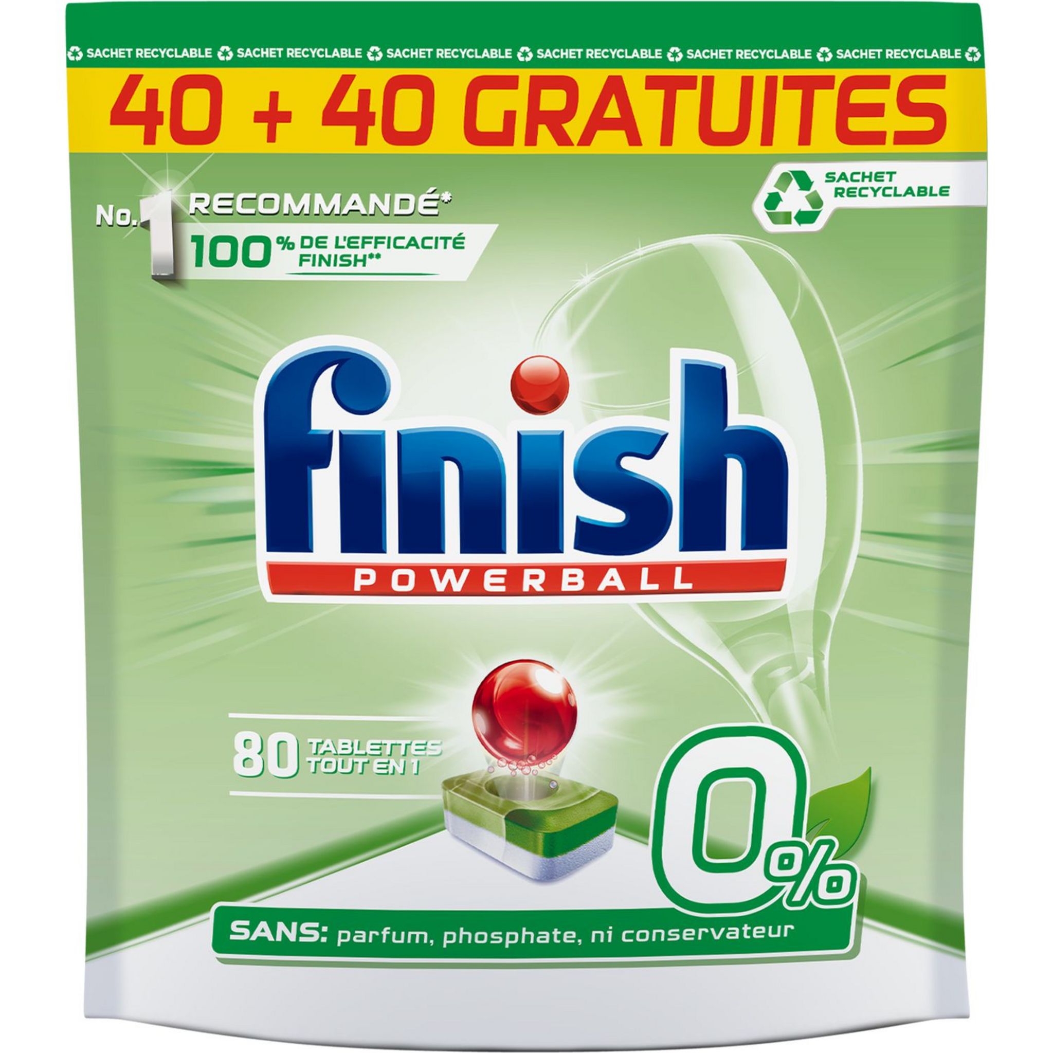 FINISH Powerball tablettes lave-vaisselle classic 40 tablettes pas cher 