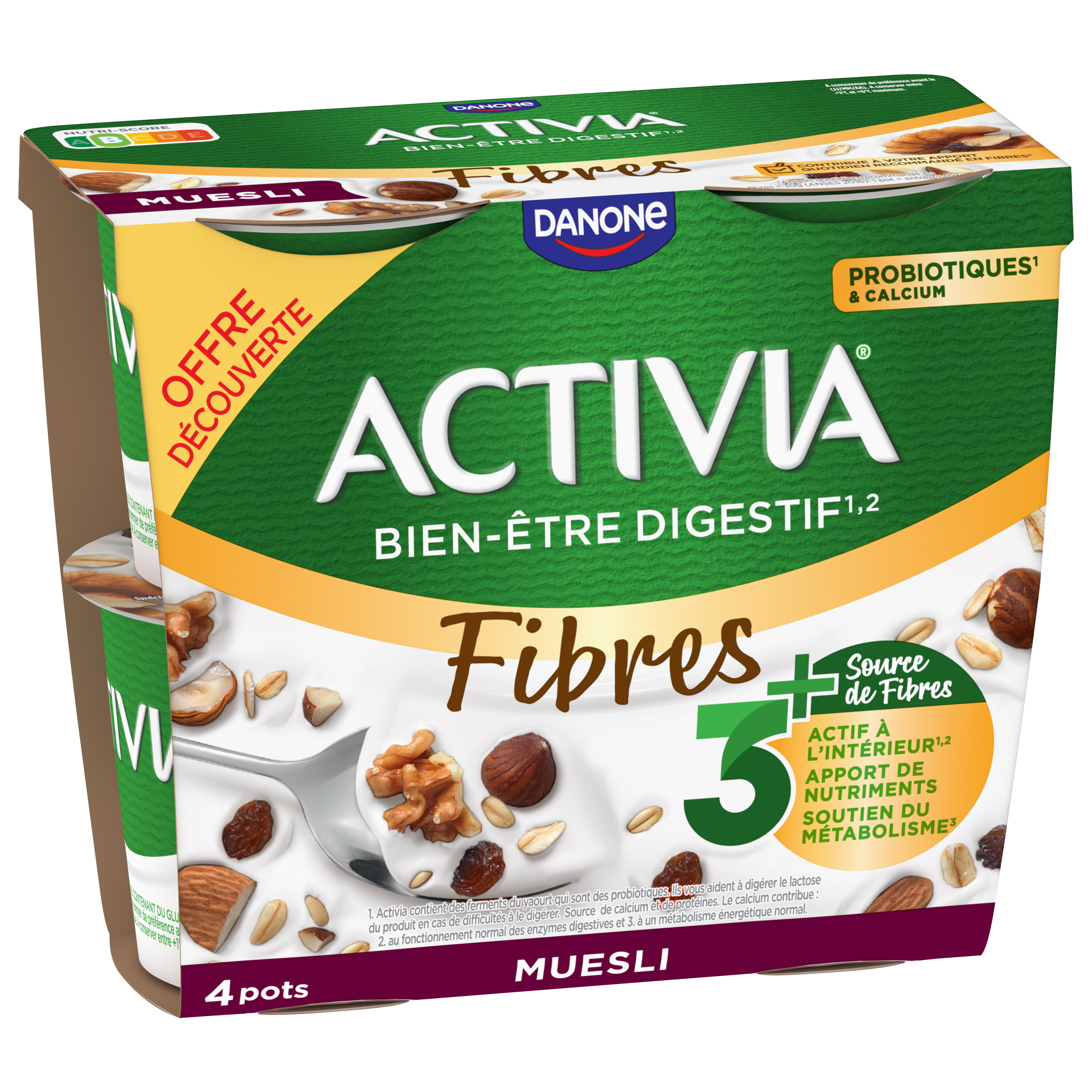 Yaourts Bifidus Activia Danone Céréales Muesli 4x110g - Drive Z'eclerc