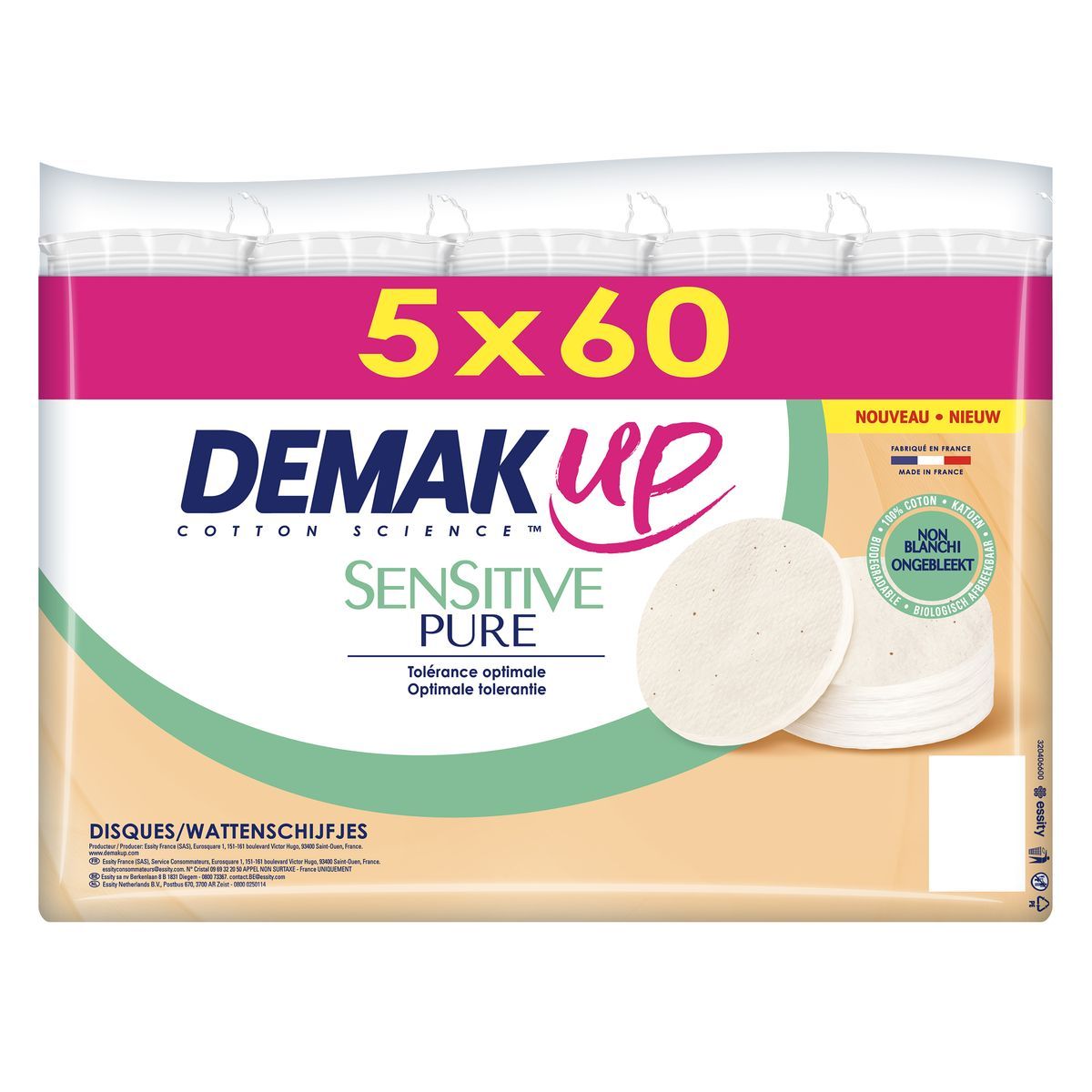 Demak'up - Cotons démaquillant sensitive disques (64 pièces