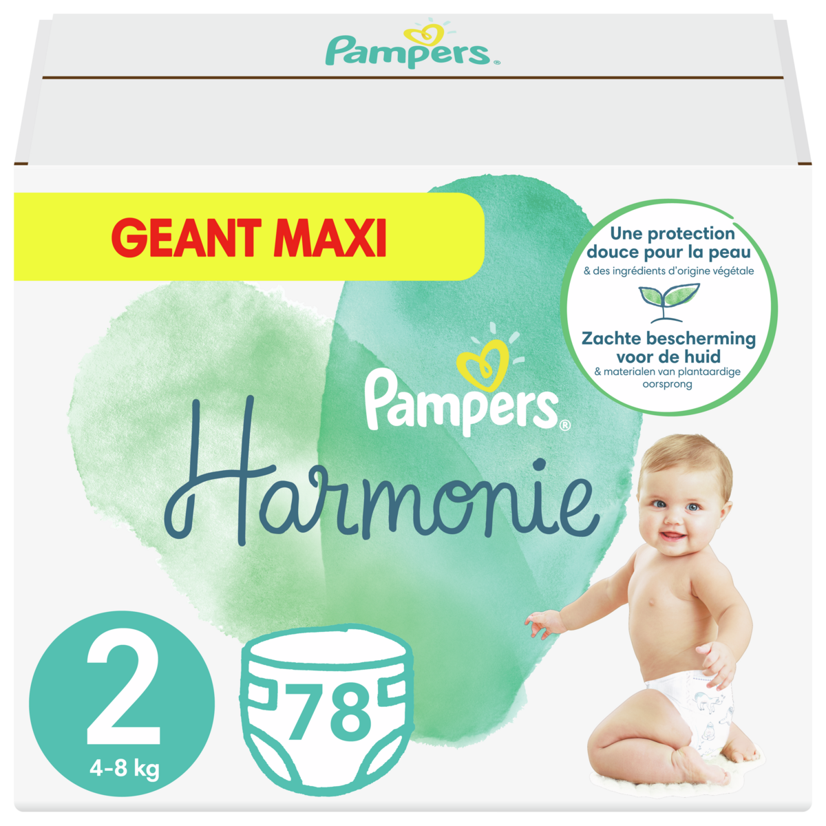 PAMPERS Couches Harmonie taille 2 (4-8kg) 78 couches 