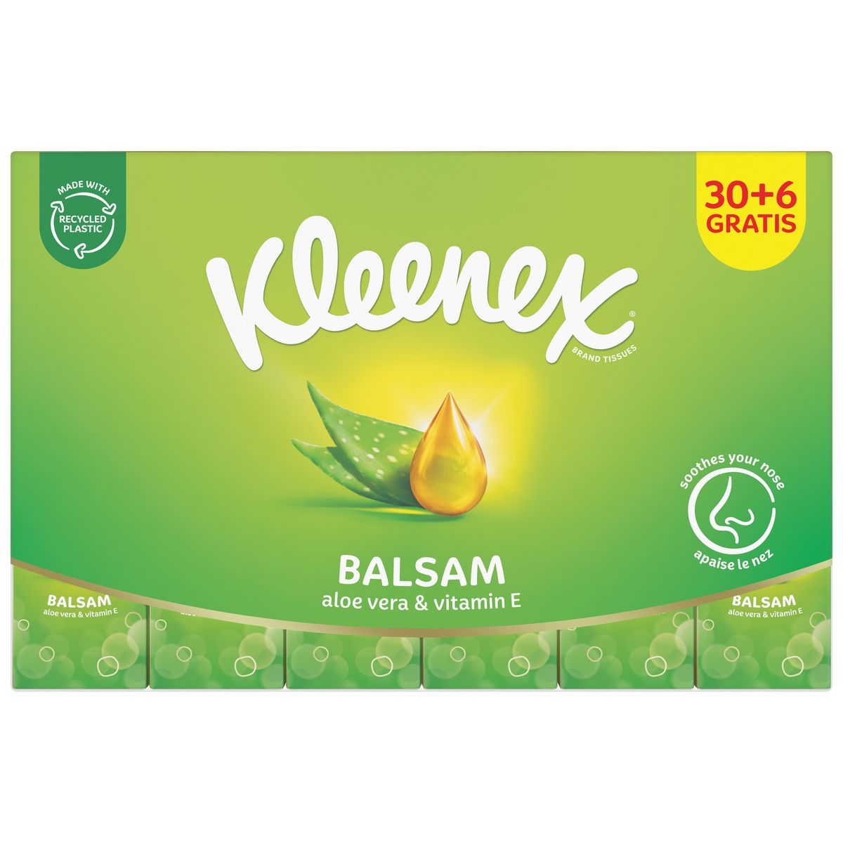 KLEENEX Paquet de mouchoirs blanc balsam 30+6 offerts