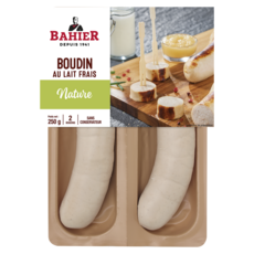BAHIER Boudin blanc nature au lait frais 2 pièces 250g