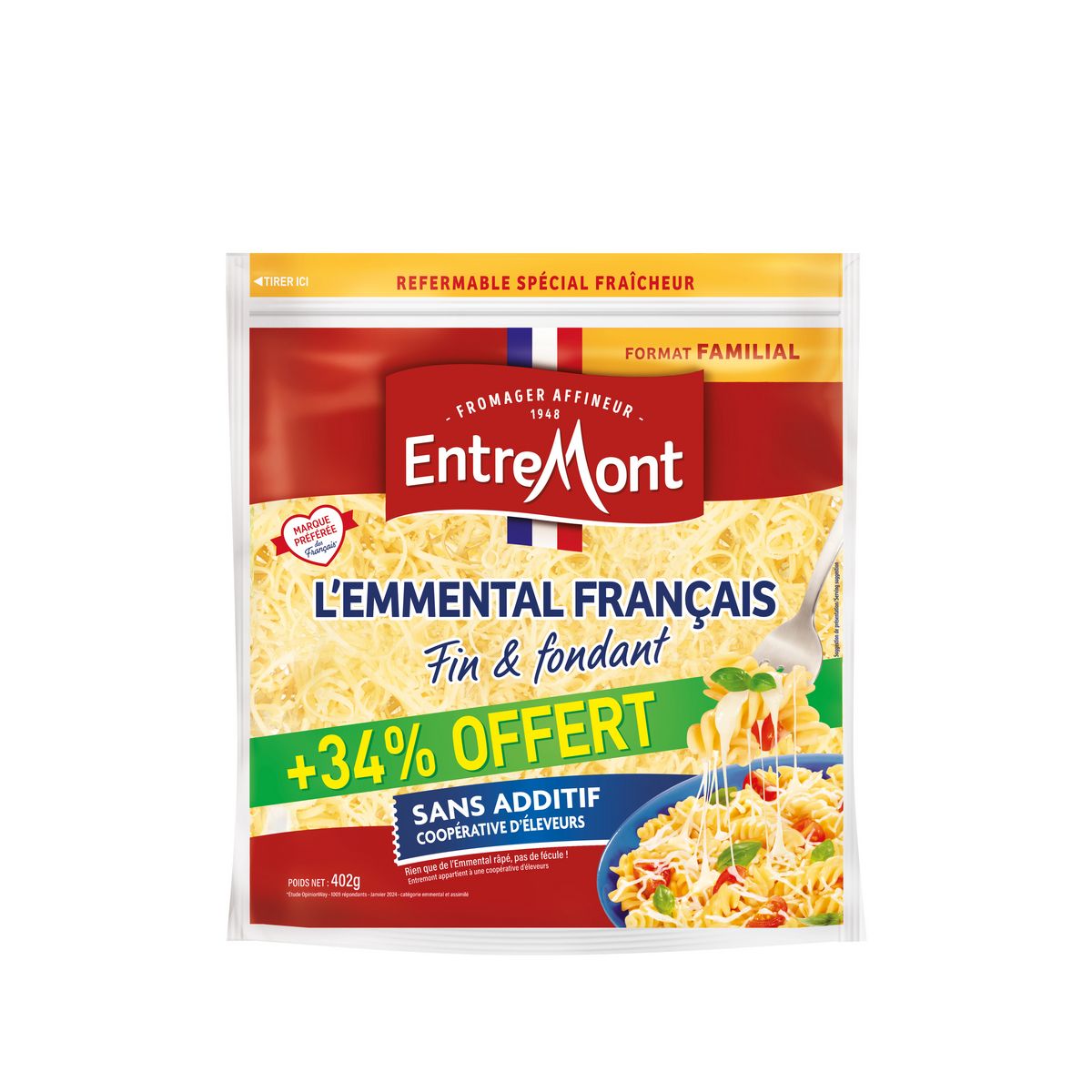 AUCHAN Emmental français en bloc 250g pas cher 