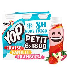 PTIT YOP Yaourt à boire à la fraise vanille et framboise 6x180g