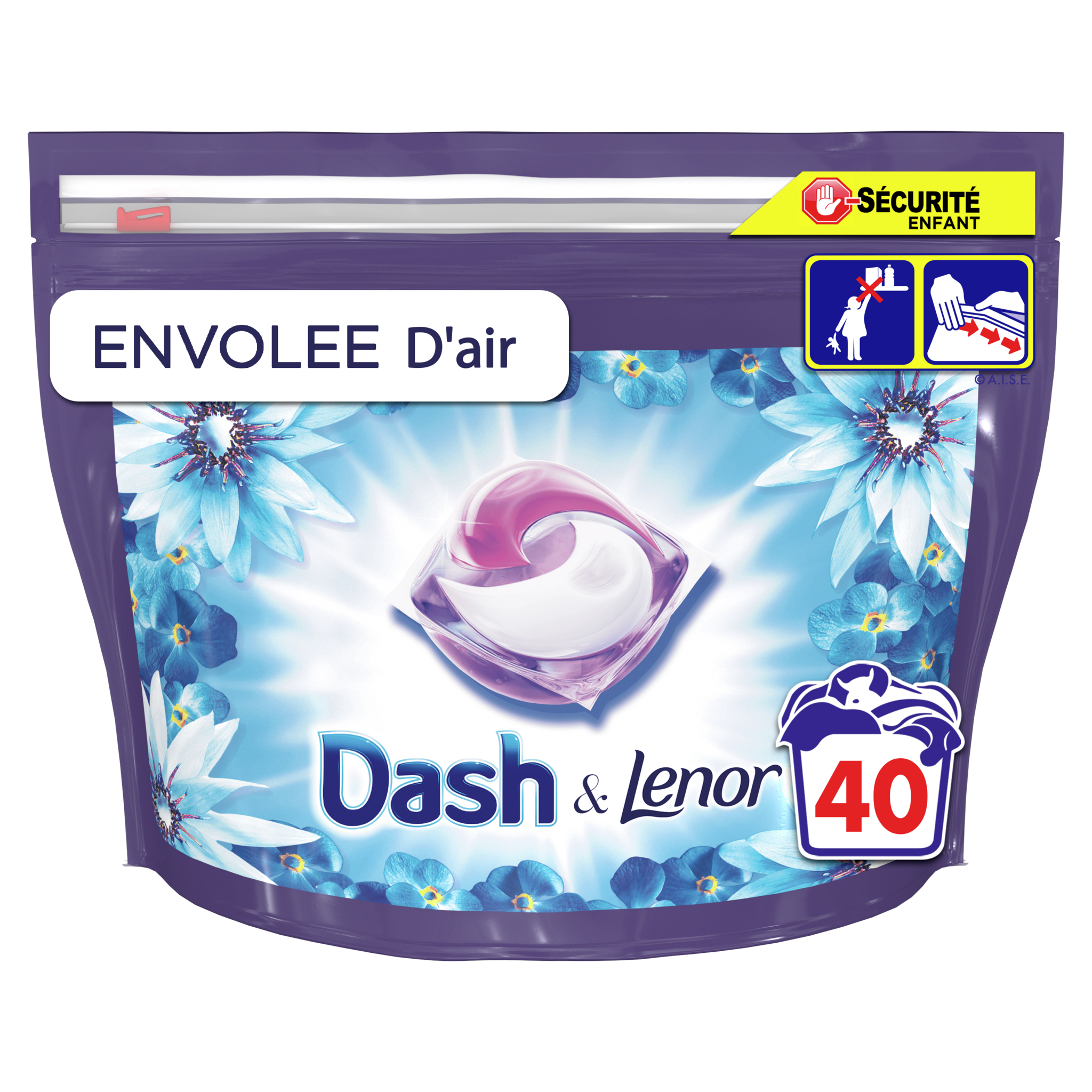 Dash Tout-en-1 PODS Lessive En Capsules 40 Lavages, Envolée D'Air,  Fraîcheur, Propreté Éclatante, Fabriquée En France : : Epicerie